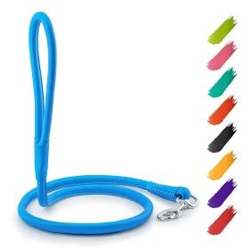 Rolled Leather Dog Leash 6Ft x 0.5 in for Small Medium and Large Dogs Heavy Duty Leash for Outdoor Walking Running Training Blue Color