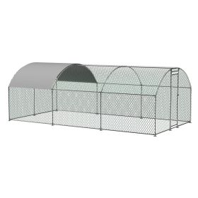 Large Chicken Coop Metal Chicken Run with Waterproof and Anti-UV Cover (size: 10 x 20 ft.)