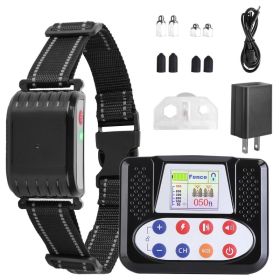 1Set 990FT Range Dog Wireless Fence Remote Training Collar IPX6 Waterproof Receiver With 0-9 Levels Beep Vibration Shock Mode 4 Channels Recharge (Option: System)